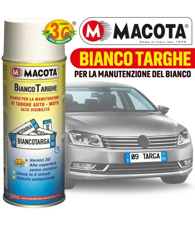 MACOTA SMALTO BIANCO MANUTENZIONE TARGHE AUTO MOTO SPRAY 400ML TARGA TUNING MACOTA SMALTO BIANCO MANUTENZIONE TARGHE AUTO MOTO SPRAY 400ML TARGA TUNING