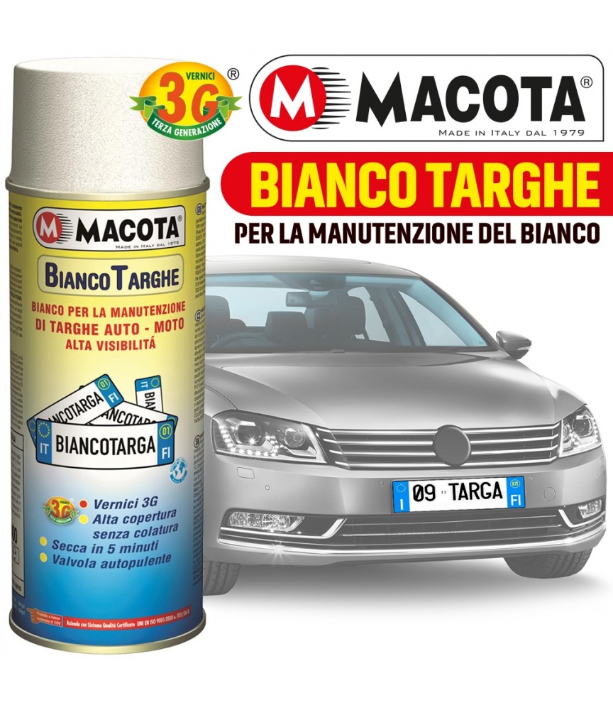 MACOTA SMALTO BIANCO MANUTENZIONE TARGHE AUTO MOTO SPRAY 400ML TARGA TUNING MACOTA SMALTO BIANCO MANUTENZIONE TARGHE AUTO MOTO SPRAY 400ML TARGA TUNING