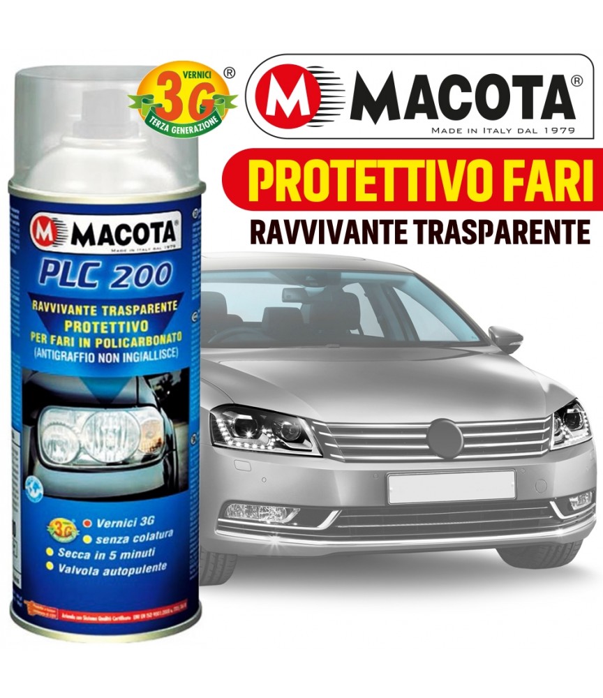 MACOTA VERNICE SPRAY 400ML PLC 200 RAVVIVANTE TRASPARENTE FARI PROTETTIVO TUNING MACOTA VERNICE SPRAY 400ML PLC 200 RAVVIVANTE TRASPARENTE FARI PROTETTIVO TUNING
