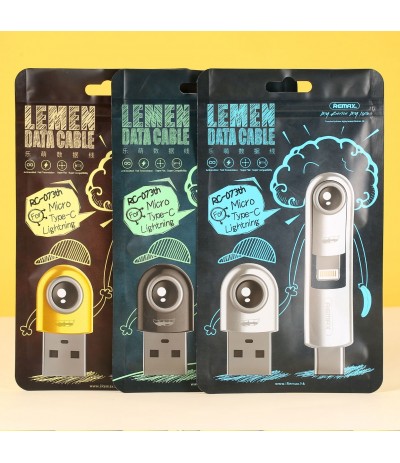 CAVO DATI CAVETTO 3 in 1 TYPE C MICRO USB LIGHTNING RICARICA REMAX RC-073th CAVO DATI CAVETTO 3 in 1 TYPE C MICRO USB LIGHTNING RICARICA REMAX RC-073th