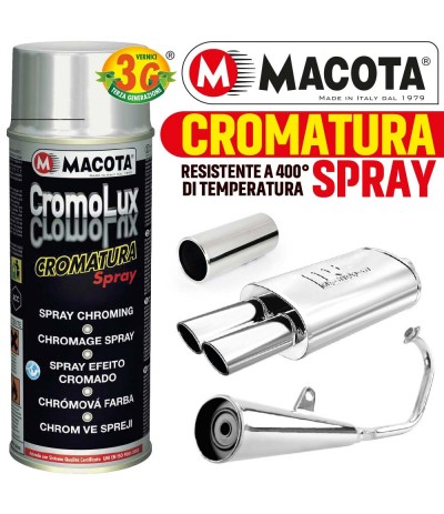 VERNICE SPRAY MACOTA CROMOLUX SMALTO CROMATO RESISTENTE CALORE VERNICE SPRAY MACOTA CROMOLUX SMALTO CROMATO RESISTENTE CALORE